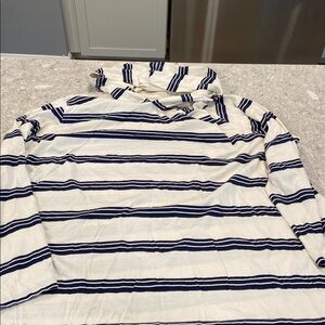 Lands' End Navy and White Striped Hoodie
